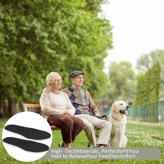 DWTWLE 4D Cloud Insoles for Men and Women Insoles Men Super Soft Anti-Fatigue, Shock Absorption, Relieve Foot Pain, (Black, Men: US 7-11)