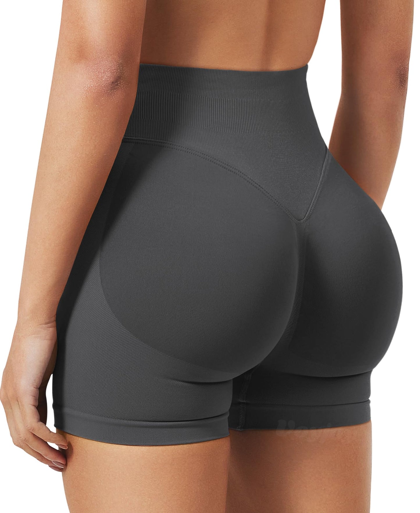 VOYJOY Women Workout Impact Shorts 3.6"/ 4.5"/ 6" Scrunch Butt Lifting Gym Seamless Booty Biker Shorts Dark Grey