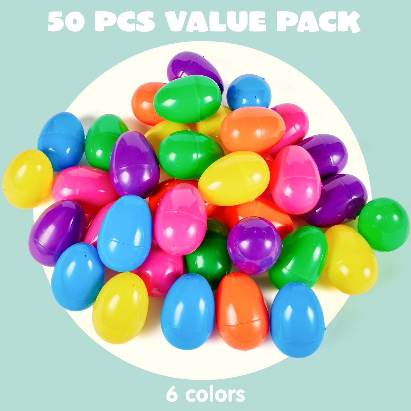JOYIN 3.15" Easter Eggs, Fillable Plastic Eggs Empty Colorful Bright Eggshells with Hinge for Easter Hunt, Filling Treats, Party Favor, Basket Stuffers, Classroom Prize Supplies, 36PCS