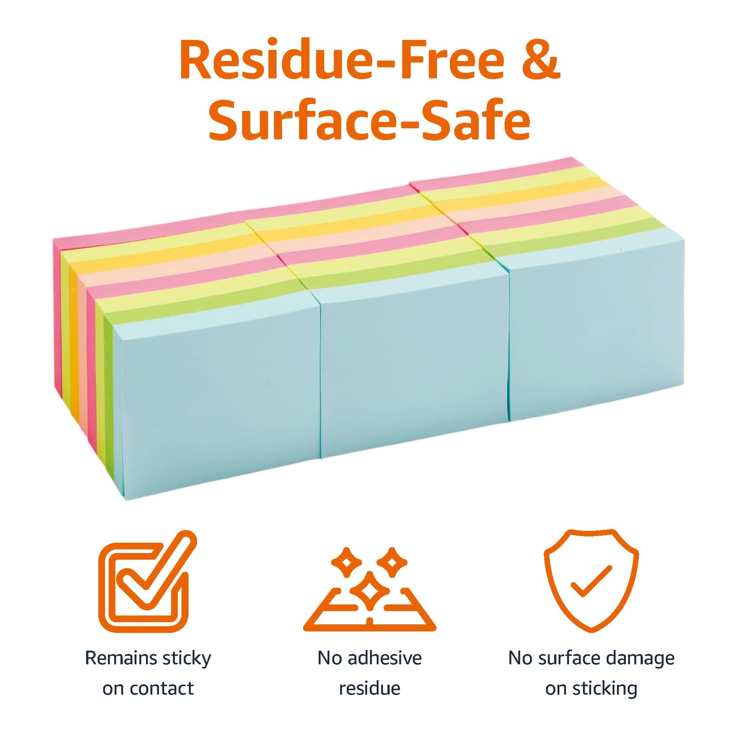 Amazon Basics Mini Rectangular Sticky Notes, 1.5x2 Inches, Bright Colors Self-Stick Pads, Easy to Post for Home, Office, Notebook, 70 sheets/Pad, Pack of 24