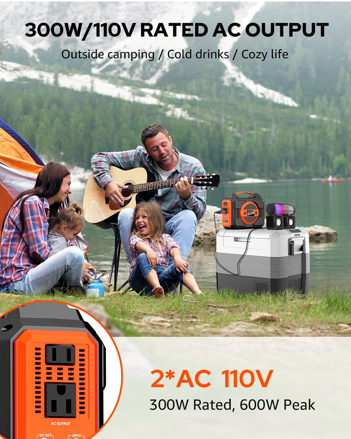 Solar Powered Generator 300W Rated, Portable Solar Generator Power Station with Solar Panels 40W Included, 220Wh Sola Power Bank with AC Outlet 110V Pure Sine Wave for Home Use Camping Outdoor