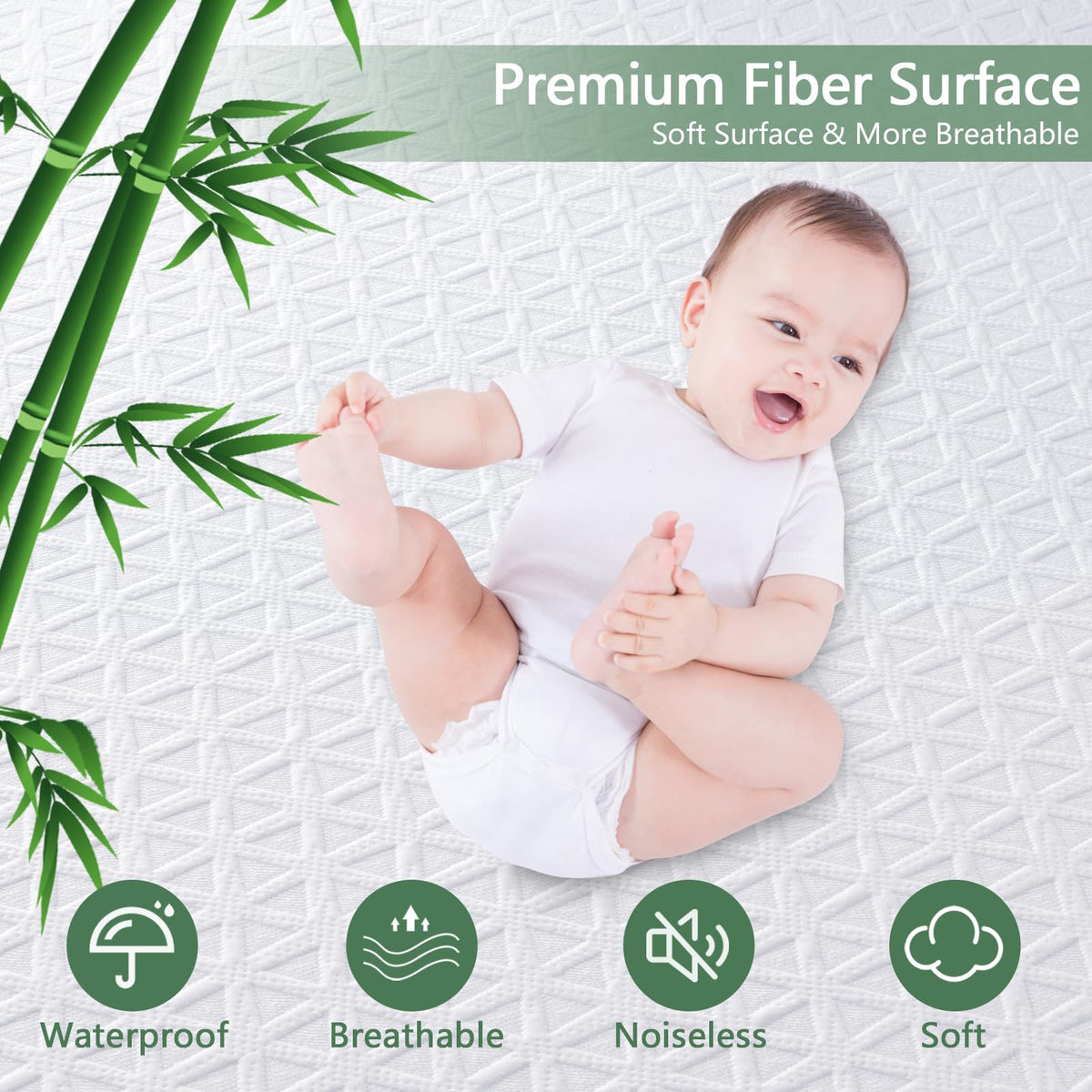 Premium 100% Waterproof Mattress Protector Queen Size, Breathable Bed Cover 3D Air Fabric Cooling Mattress Pad Cover Smooth Soft Noiseless Washable, 8''-21'' Deep Pocket