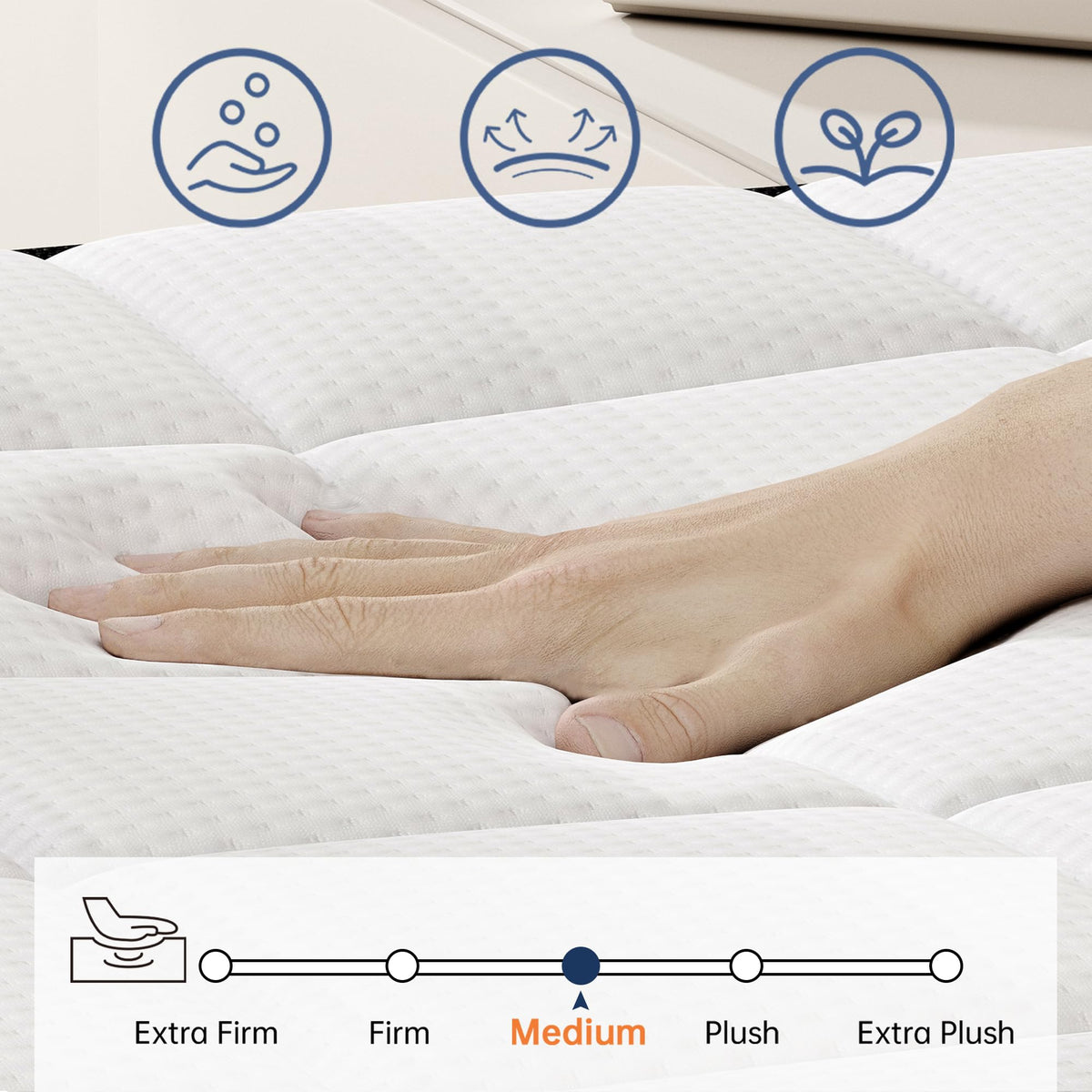 LETMOON King Size Mattress, 12 Inch King Mattress in a Box, Medium Firm with Memory Foam and Pocket Springs, Strong Edge Support, Pressure Relief