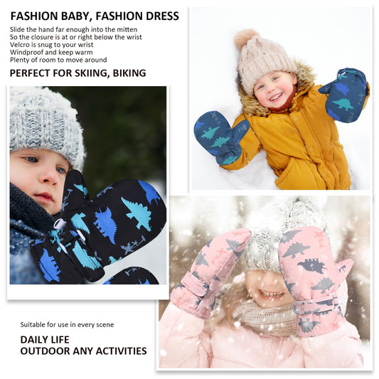 Weradau Fleece Lined Mittens for Baby Boys Girls,Baby Toddler Little Kids Winter Warm Gloves Mittens(6-24 months)