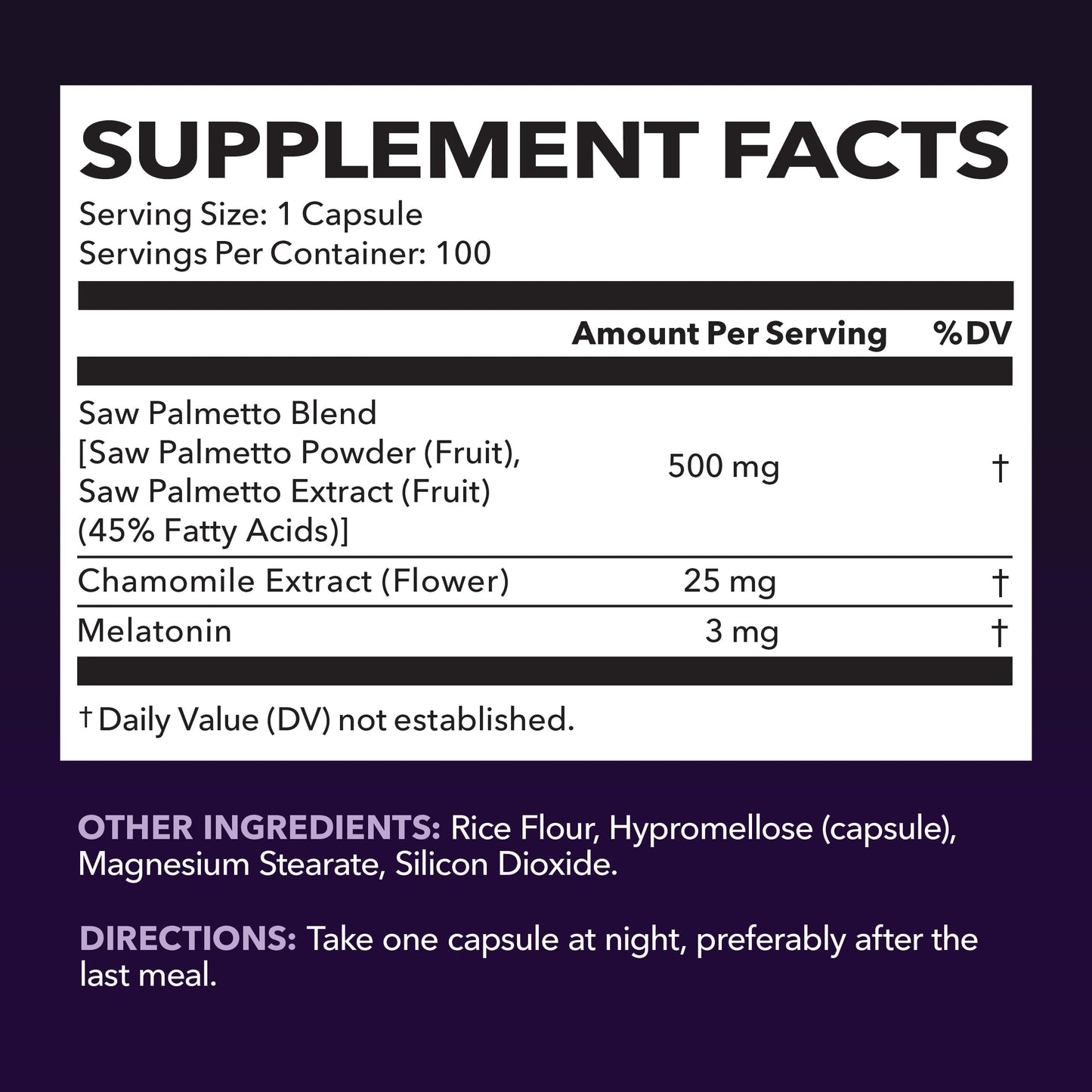 Saw Palmetto PM for Men with Melatonin 3mg - Night Time Prostate Health Supplement for Bladder and Sleep Support - Reduce Urinary Frequency - 100 Count - Vegan, Non-GMO Capsules - Over 3 Month Supply