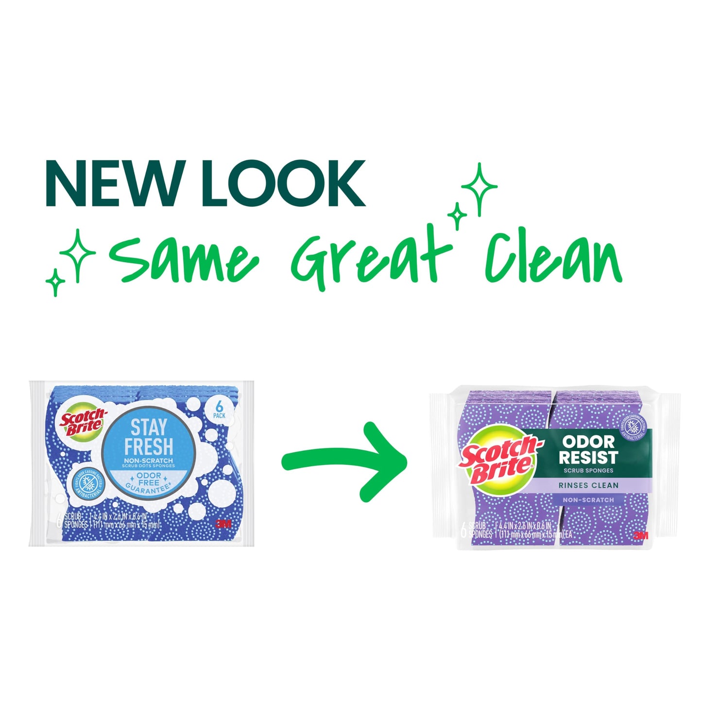 Scotch-Brite Odor Resist Non-Scratch Scrub Sponge, Dishwasher-Safe Kitchen Sponges that Resist Bacterial Odors, Multipurpose Dish Sponge for Gentle Cleaning, 6 Dish Sponges