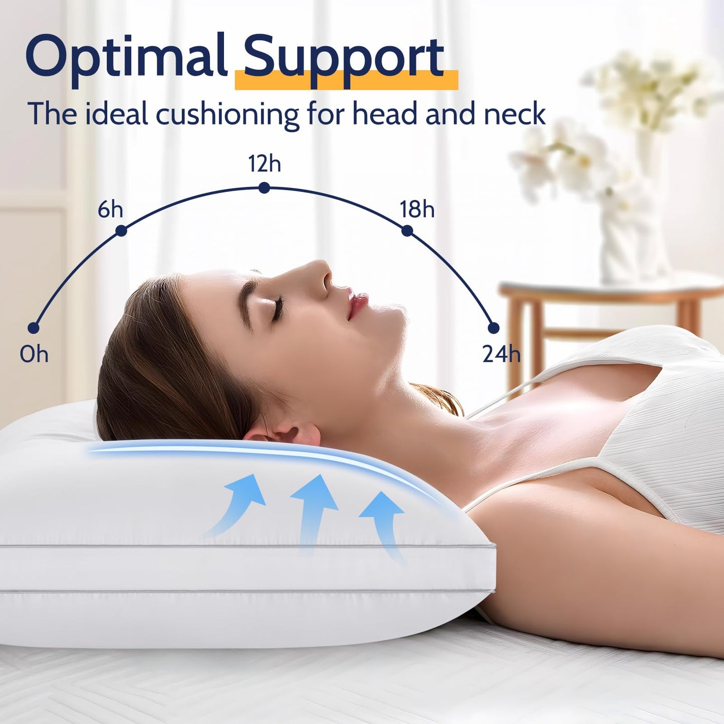 ROUMEA Pillows Queen Size Set of 2, Gusseted Bed Pillows for Sleeping 2 Pack, Luxury Hotel Quality, Supportive Queen Pillow with Soft Down Alternative for Back Stomach Side Sleepers, Machine Washable