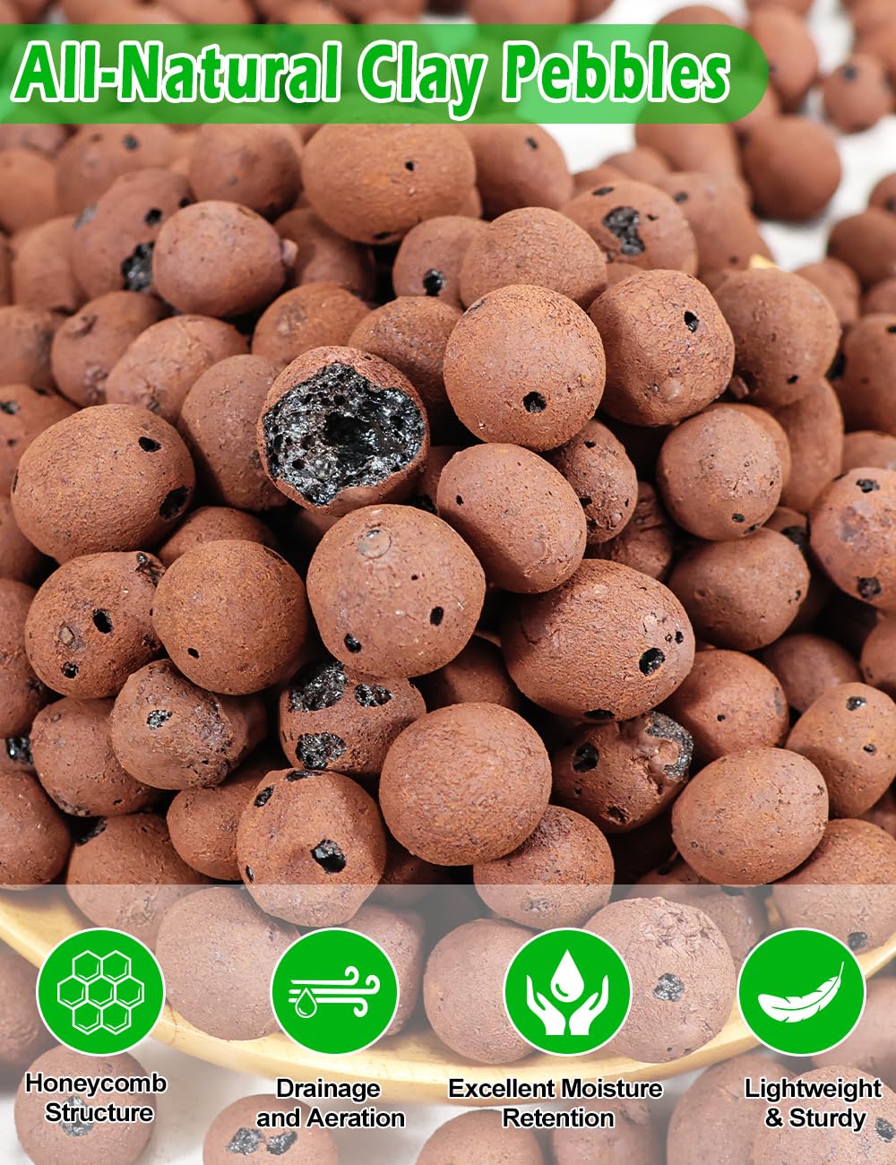 TOYPOPOR Leca Clay Pebbles for Plants, (3 Quarts) Leca Balls, Lightweight Clay Ball, Potting Mix, Grow Media Used for Drainage, Decoration, Aquaponics, Hydroponics and Other Gardening Essentials