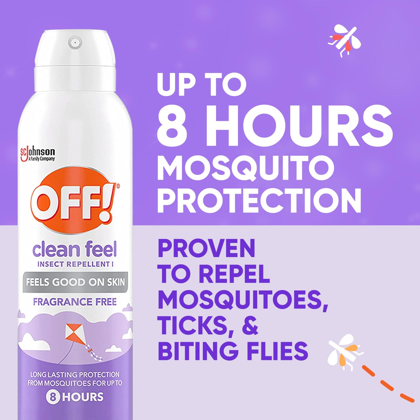 OFF! Clean Feel Insect Repellent Aerosol with 20% Picaridin, Bug Spray with Long Lasting Protection from Mosquitoes, Feels Good on Skin, 5 oz