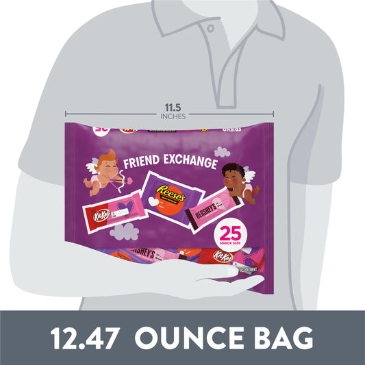 HERSHEY'S, KIT KAT and REESE'S Assorted Chocolate Snack Size, Valentine's Candy Bag, 12.47 oz (25 Pieces)