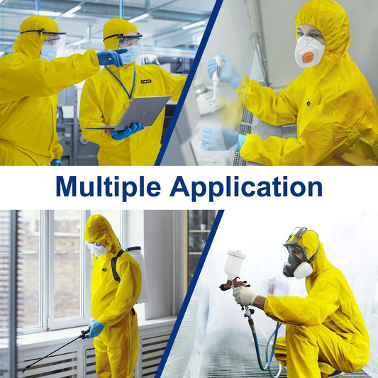 YIBER Hazmat Suit Disposable Coverall | Heavy Duty Full Body Paint Coverall & Suit in 7 Sizes - Large, Yellow, 1