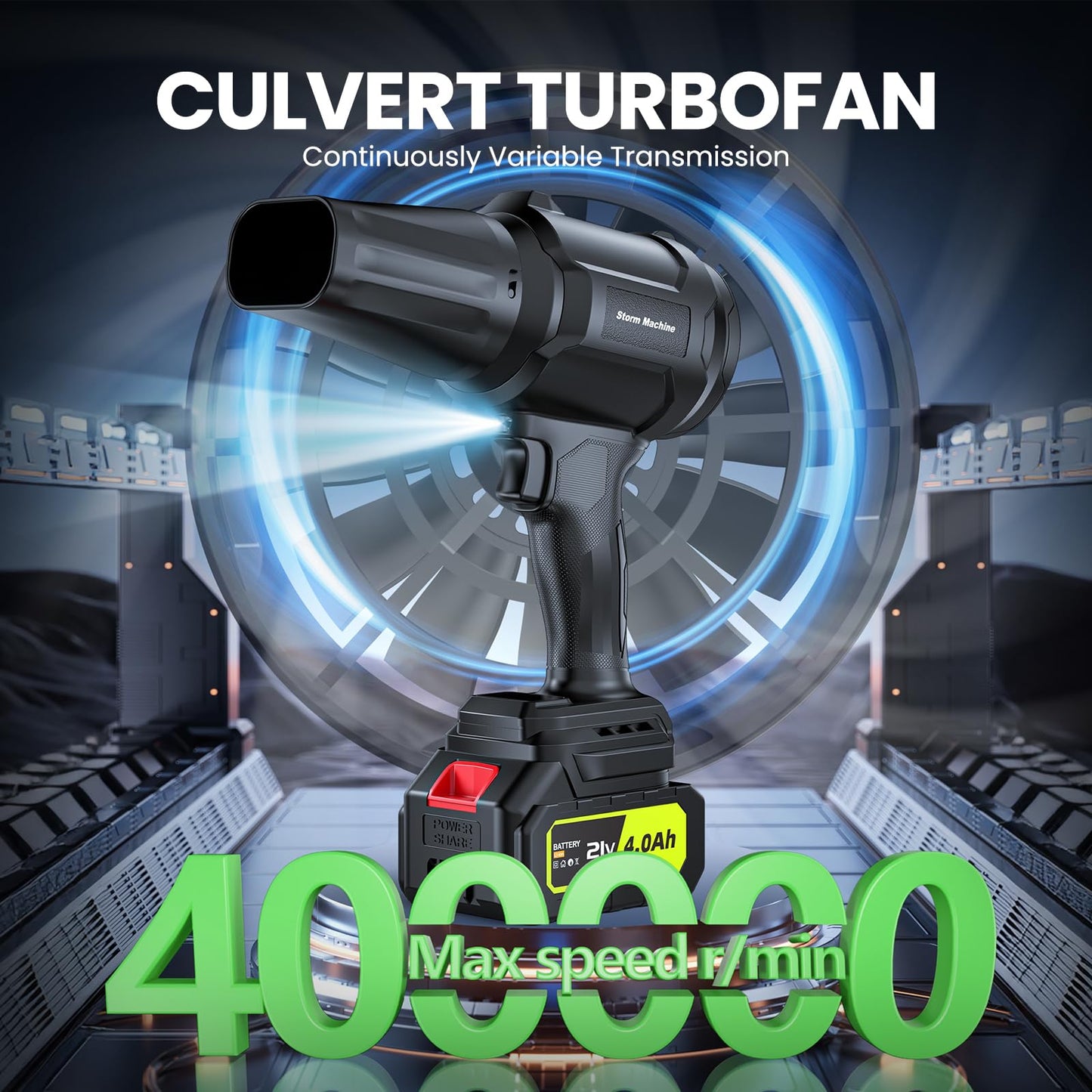 Electric-Cordless-Leaf-Blower - 400000RPM Handheld Leaf Blower - 2 X 4.0Ah Batteries and Charger Included, Lightweight Leaf Blowers for Patio Cleaning