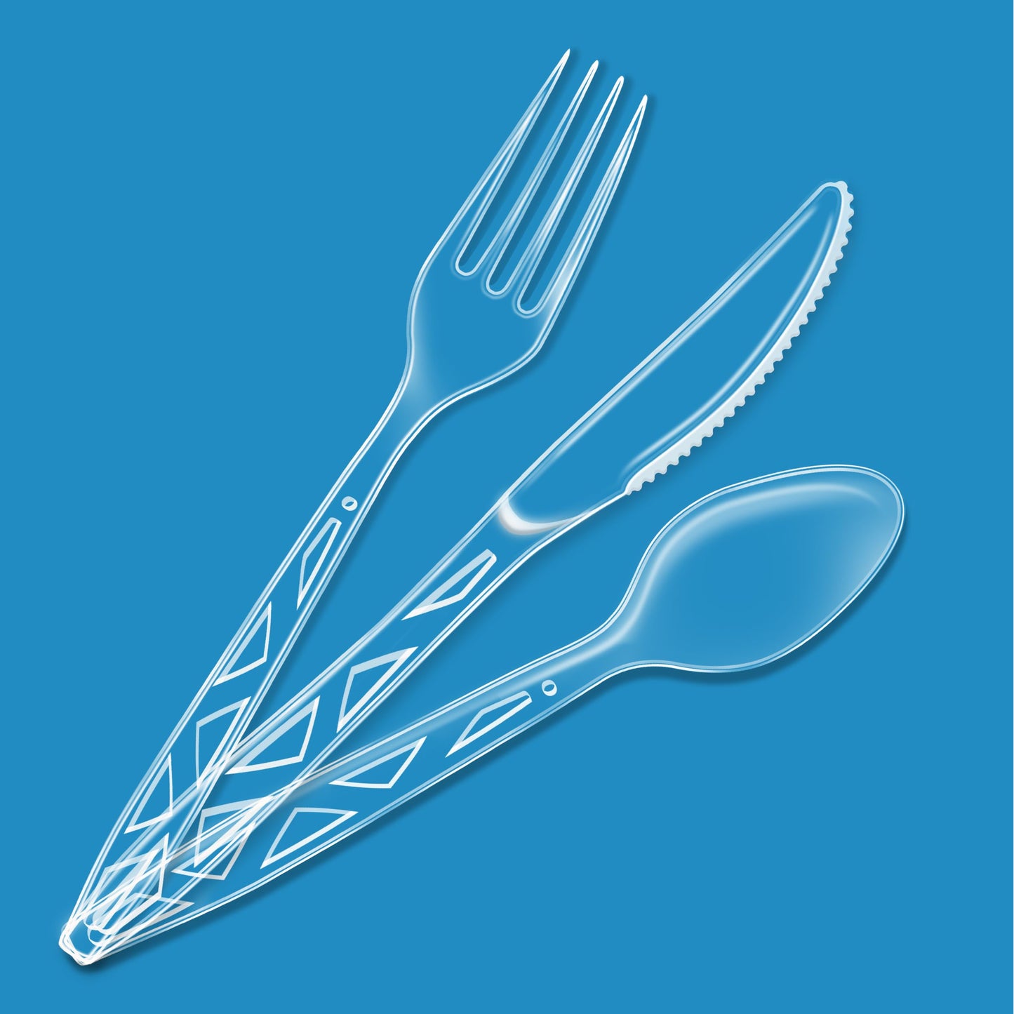Amazon Basics Disposable Clear Assorted Cutlery Set, Premium Quality, 192 Count, Large Combo Pack Forks, Spoon and Knives