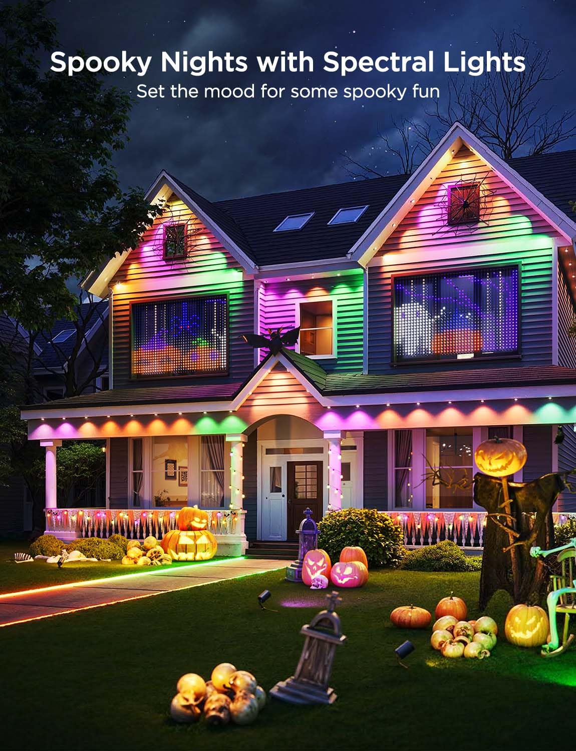 Govee Permanent Outdoor Lights Pro, 200ft with 120 RGBIC LED Lights for Daily and Accent Lighting, 75 Scene Modes for Outdoor Decor, IP67 Waterproof, Works with Alexa, Google Assistant, Matter, Black