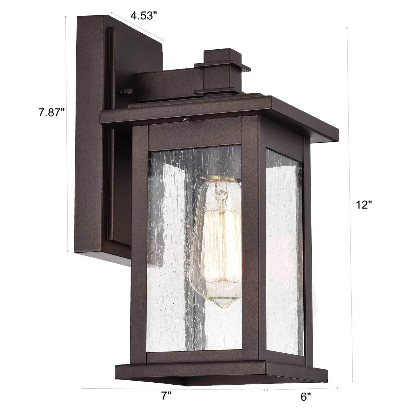 MICSIU 2 Pack Oil Rubbed Bronze Outdoor Light Fixtures, 12 Inch Exterior Wall Lighting with Clear Seedy Glass Shades, Waterproof Outside Light Fixtures for House, Porch, Entryway, Patio, Garage