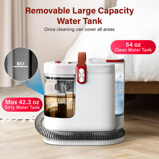 WURESE Portable Upholstery and Carpet Cleaner Machine, 15Kpa Spot Cleaner Deep Cleans Pet Stains, Couch Cleaner with 3 Tools and Self-Cleaning System for Area Rugs, Furniture, Stair, Car, Red
