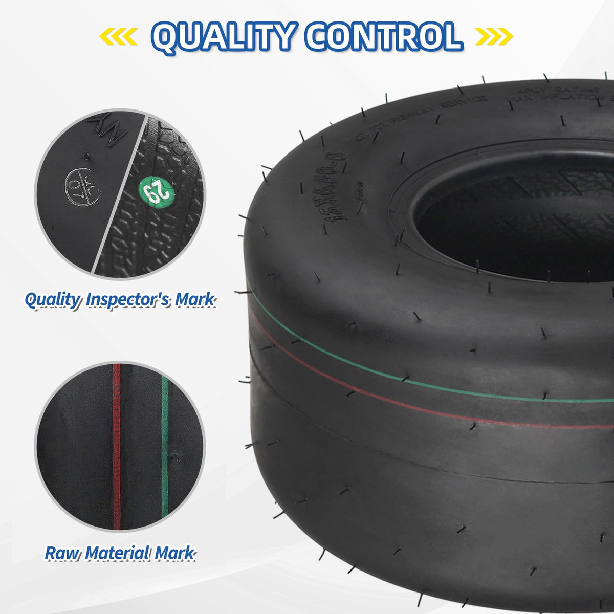 GICOOL (2 Pack) 13x6.50-6 Tubeless Lawn Mower Tire, 13x6.5-6 Riding Zero Turn Lawnmower Smooth Turf Tyre, 4 Ply
