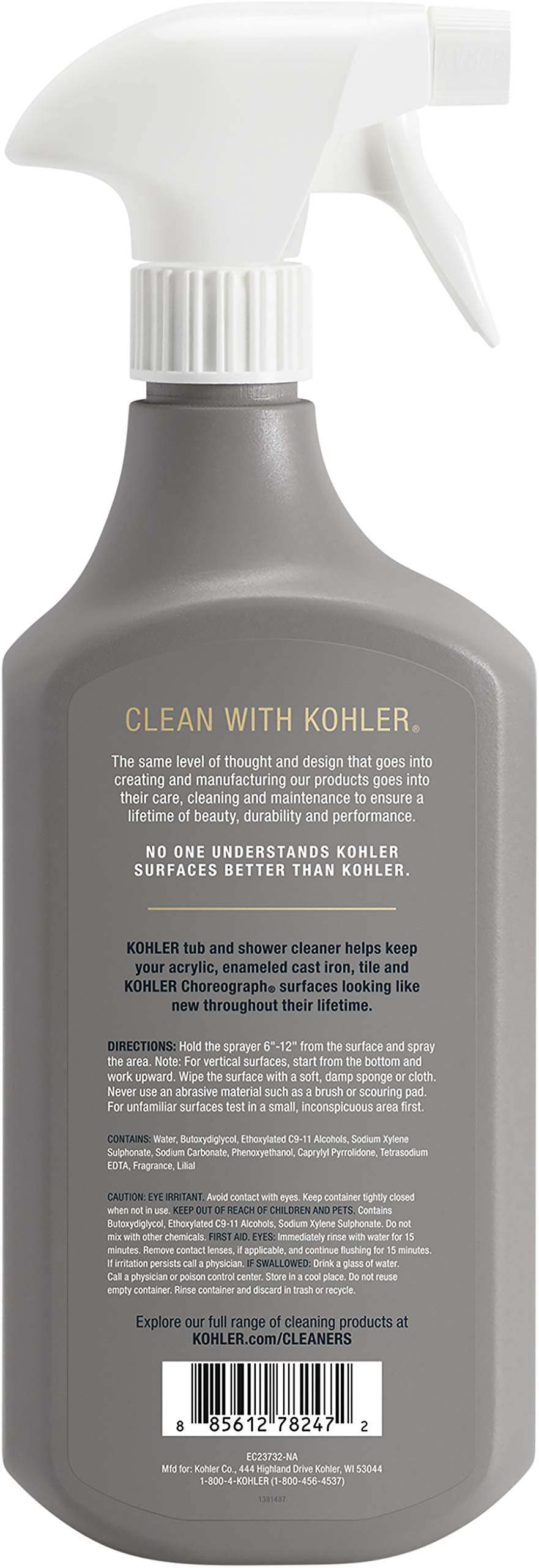 Kohler K-EC23732-NA Tub and Shower Cleaner, Bathroom Cleaner, 28 FL Oz