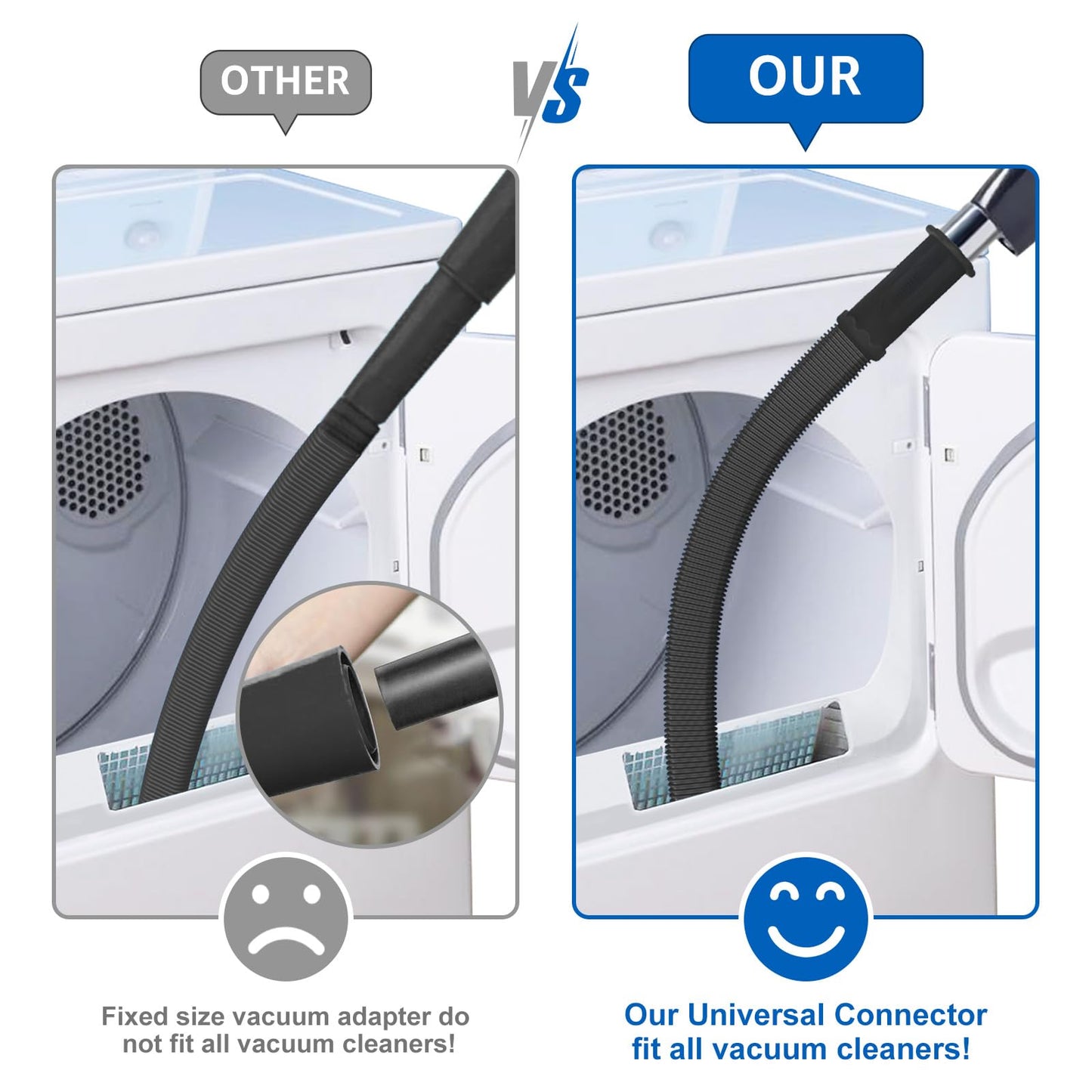 Sealegend Dryer Vent Cleaner Kit Vacuum Hose Attachment Compatible with All Vacuum Cleaner, Quickly Lint Remover Cleaning Supplies, Black