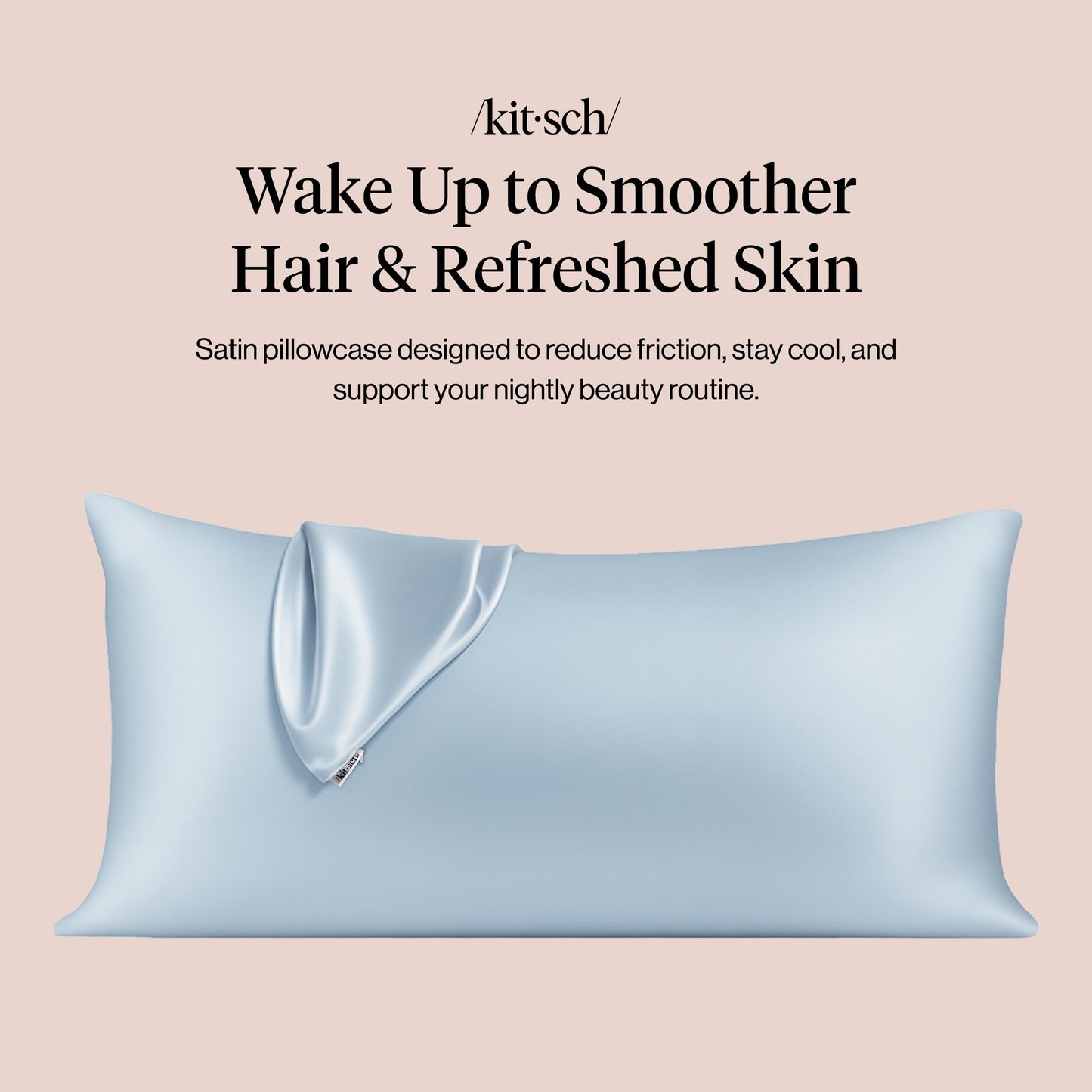 Kitsch Satin Pillowcase with Zipper for Hair & Skin - Softer Than Silk Pillow Cases, Smooth Cooling Satin Pillow Case, Wrinkle-Free, Machine Washable, King Size Satin Pillow Case 19x36 -Haze Blue
