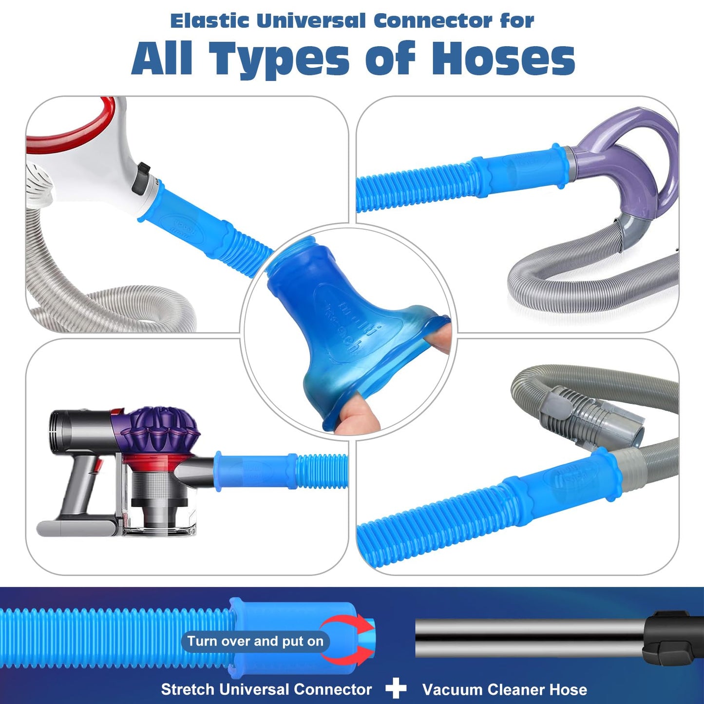 PetOde 2 Pieces Dryer Vent Cleaner Kit Compatible with All Vacuum Cleaner, Dryer Lint Brush and Vacuum Hose Attachment with Stretch Universal Connector, Quickly Lint Remover