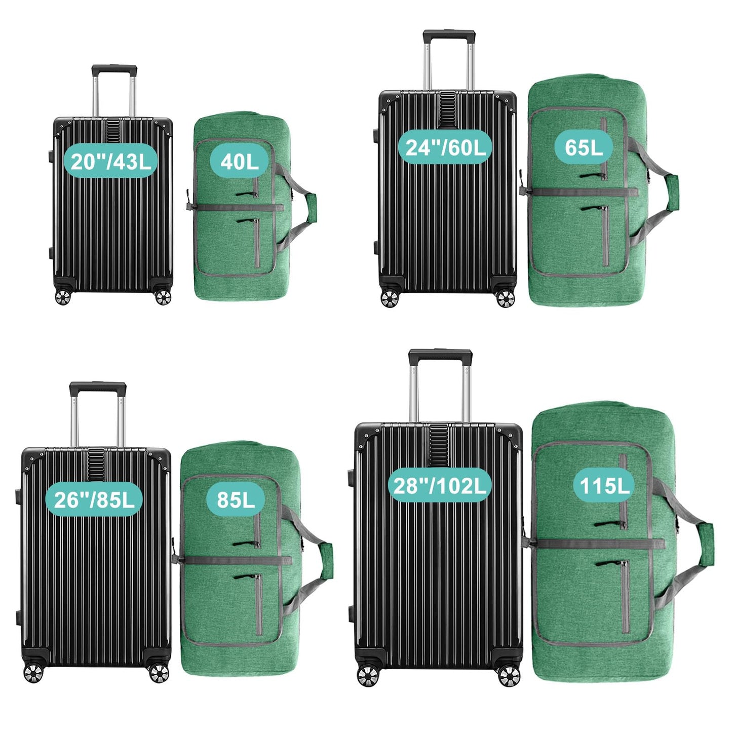 Dimayar 65L Travel Duffle Bag for Men Women - Foldable Duffel Bag with Shoes Compartment - Overnight Bags Waterproof & Tear Resistant(Forest Green)