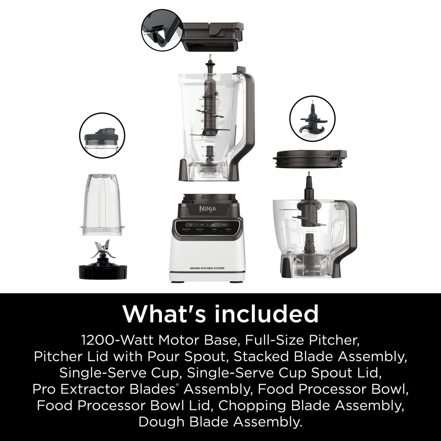 Ninja Grand Kitchen System 1200 Watts, Blender, 4 Preset Auto-iQ Programs