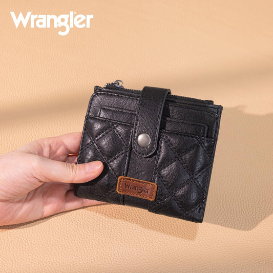 X Wrangler Black Quilted Wallets for Women Small Bifold Ladies Wallet Female Travel Credit Card Wallets, Card Cases & Money Organizers RFID Blocking Wallet with Removable ID Window