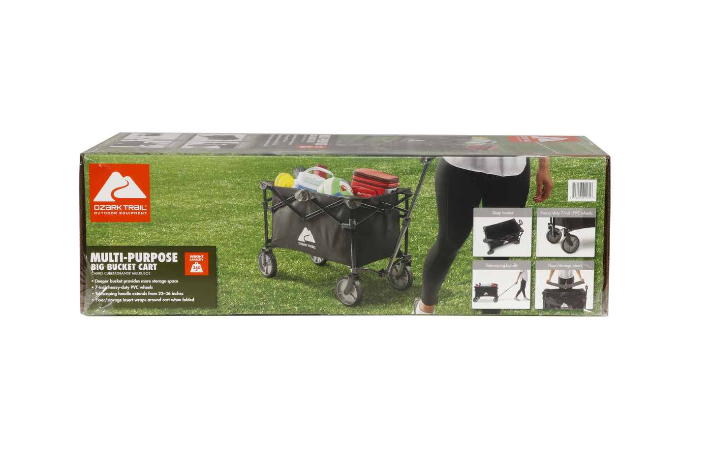 Ozark Trail Multi-Purpose Big Bucket Cart, Black Wagon, 24 inches in Height