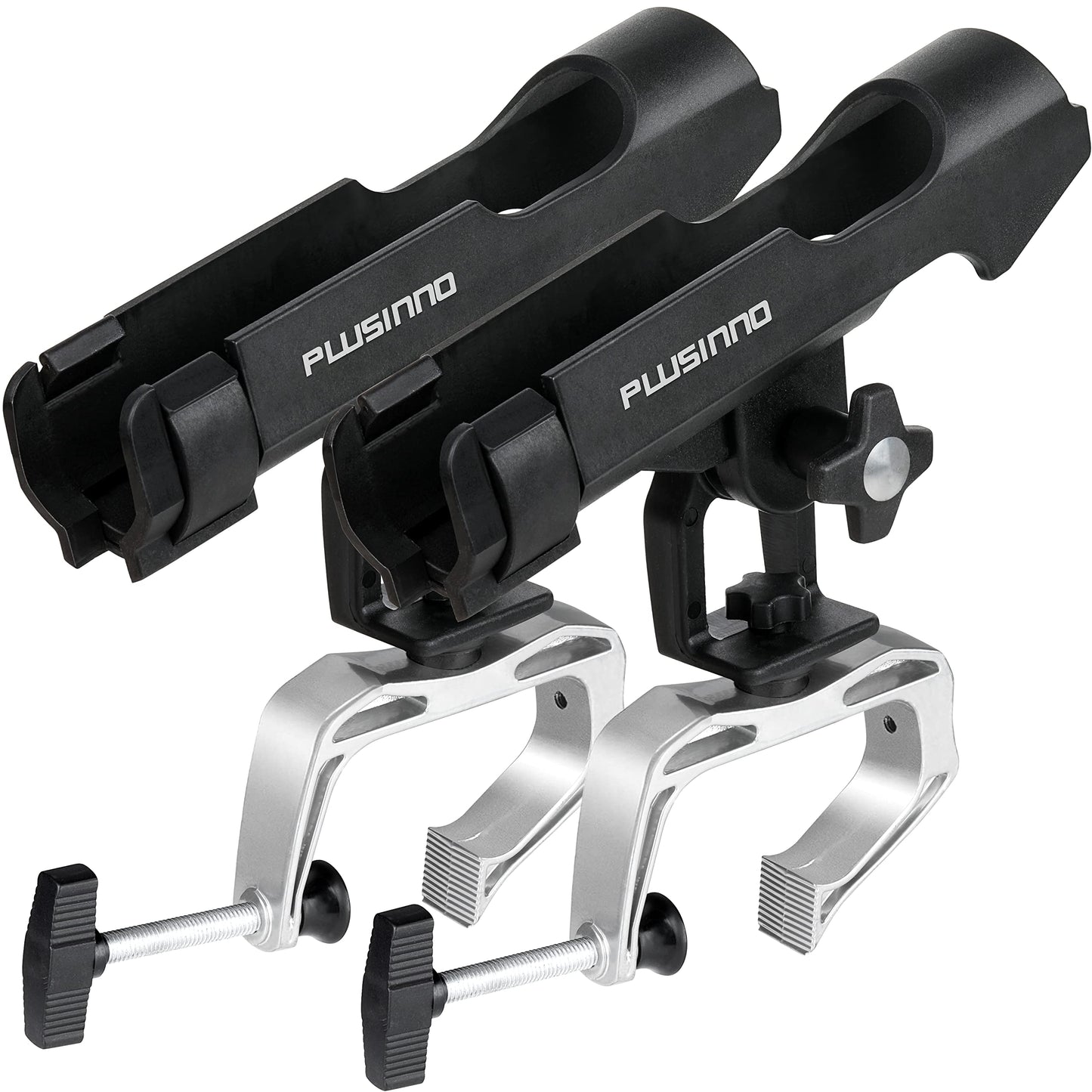 PLUSINNO Fishing Boat Rods Holder with Large Clamp Opening 360 Degree Adjustable Fishing Rod Racks Folding Holder (2 Pack)