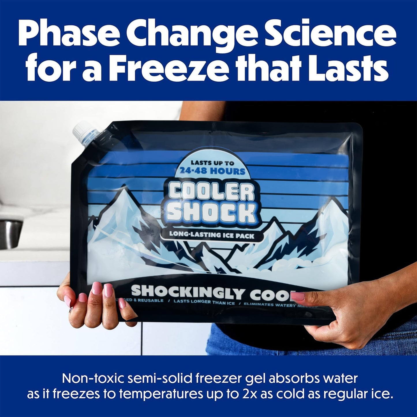 Cooler Shock Ice Packs for Cooler - Long Lasting Reusable Freezer Packs for Coolers - Cooler Ice Packs for Camping Gear, Fishing, Road Trips, Beach Must Haves, Large