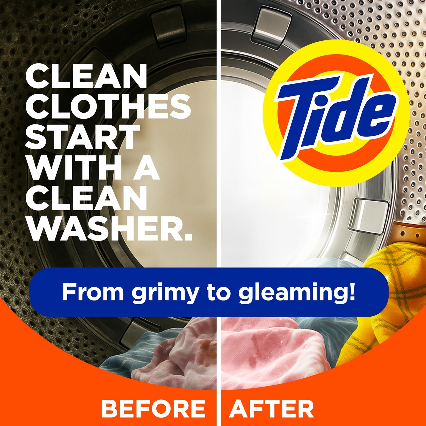 Tide Washing Machine Cleaner 52 Week Supply with Oxi for Front and Top Loader Washer Machines, Deep Cleaning Residue & Odor Eliminator, 12 Month Supply (Packaging May Vary)