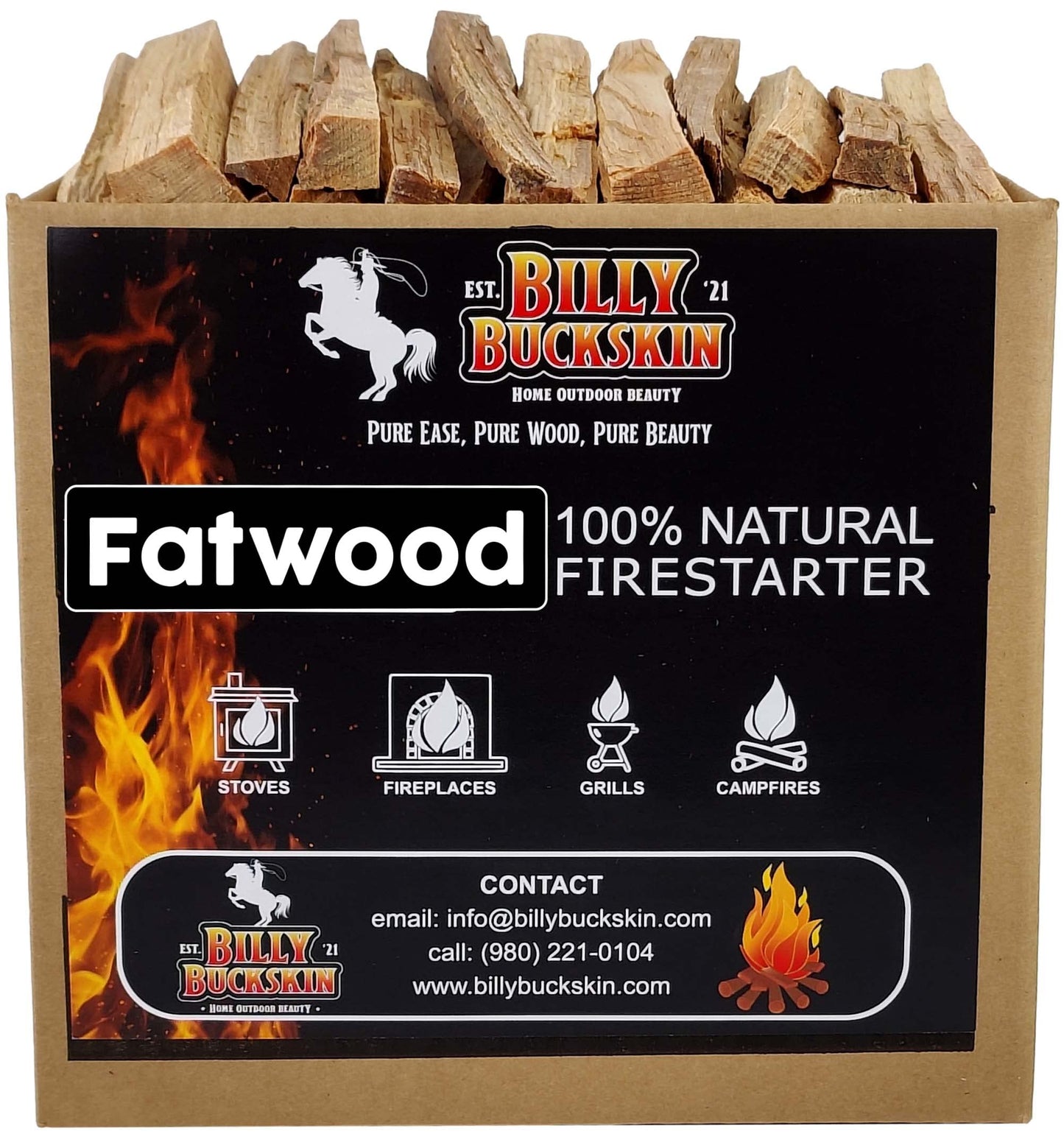 10 lbs. Fatwood Fire Starter Sticks, Perfect Fire Starters for Fire Pit, Campfires, Fireplaces, Bonfires, BBQ & Wood Stoves, Easy to Start a Fire with Just 2 Sticks, Camping Essentials (10 Pound Box)