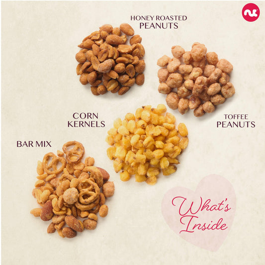 NUT CRAVINGS - Valentines Day Mixed Nuts Heart Shaped Gift Basket, Love in A Box (4 Assortments) Romantic Food Arrangement, Healthy Snack Care Package, Food Assortments