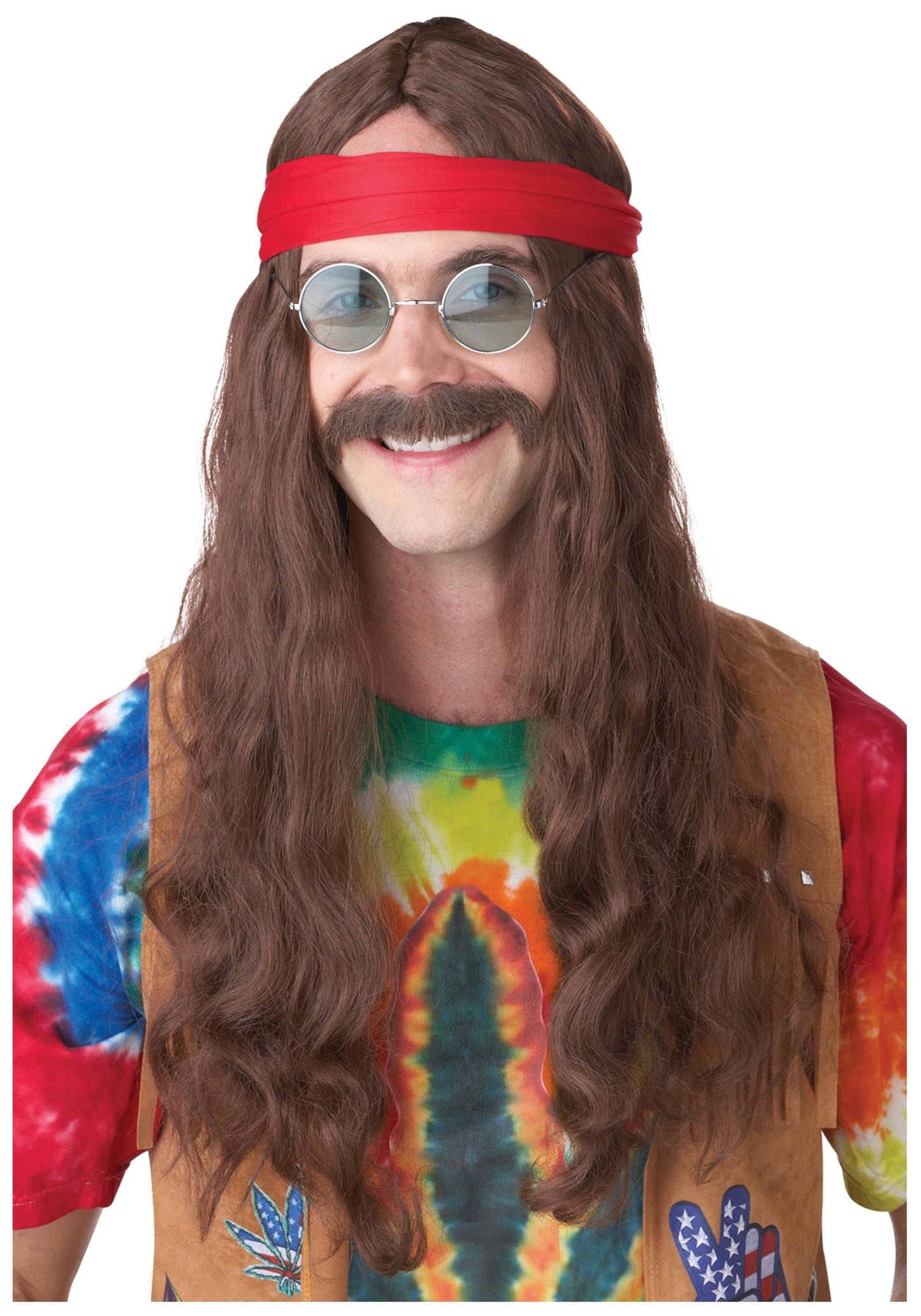 California Costumes mens Hippie Man Wig and Moustache Adult Sized Costumes, Brown, One Size US
