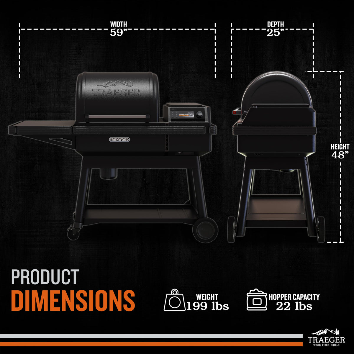 Traeger Ironwood Pellet Smoker Grill, Electric Wood Pellet Grill with WiFIRE App Control, 165F - 500F Degree Temperature Control Super Smoke Mode, 6-in-1 BBQ Smoker Grilling Combo, TFB61RLG