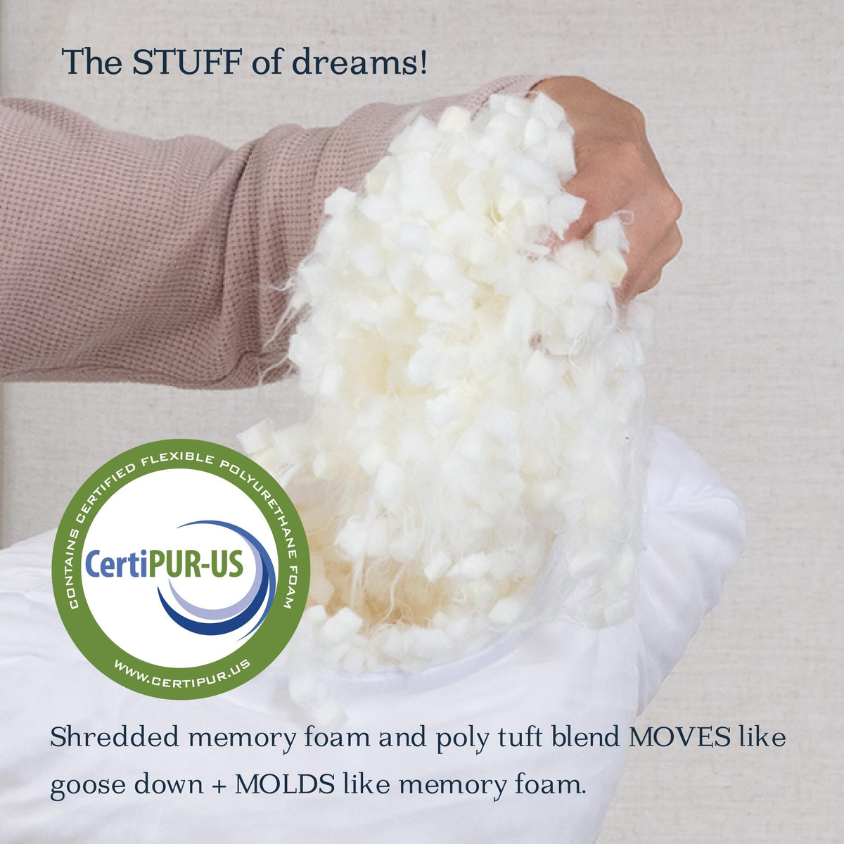 DreamyBlue Signature Pillow w/Adjustable Loft β’ Shredded Memory Foam Fill β’ Neutral Alignment for Side, Back, and Stomach Sleepers β’ Washable Bamboo Rayon Cover β’ CertiPUR-US Certified Foam (Queen)