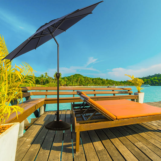 Abba Patio 9FT Lyon Outdoor Patio Umbrella Outdoor Table Umbrella with Push Button Tilt and Crank Market Umbrella 8 Sturdy Ribs UV Protection Waterproof for Garden Deck Backyard Pool, Navy Blue