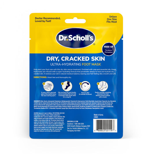 Dr. Scholl's Dry, Cracked Skin, Ultra Hydrating Foot Mask, 3 Pairs Moisturizing Socks: Intensely Moisturizes Repairs and Softens Rough Dry Skin with Urea & Essential Oils for Dry Cracked Feet