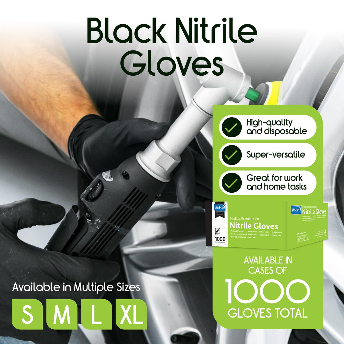Inspire Black Nitrile Gloves | THE ORIGINAL Quality Black Gloves Disposable Latex Free | 4.5 Cooking (Nitrile, Small)