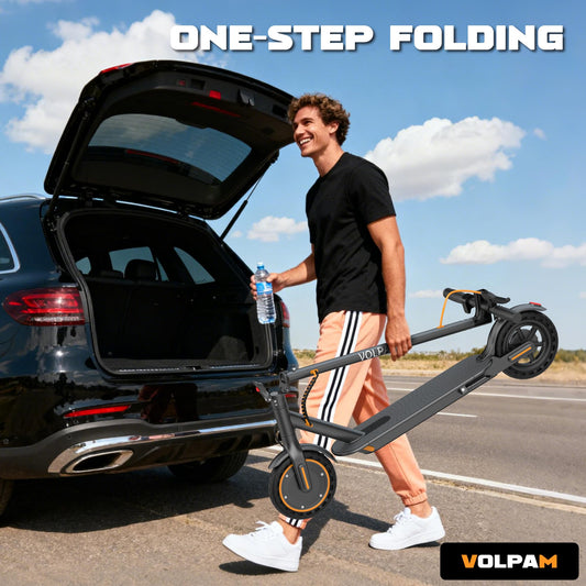 VOLPAM Electric Scooter, 350W/500W Powerful Motor, 8.5"/10" Solid Tires, 19/22Mph, 28/23/21/16 Miles Max Range, Dual Braking