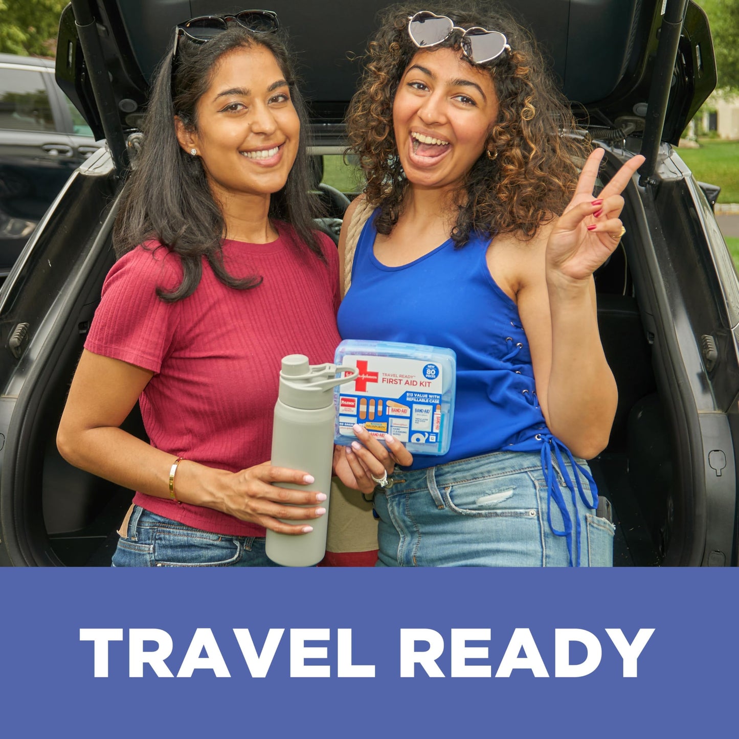 BAND-AID Brand Travel Ready Portable Emergency First Aid Kit for Minor Wound Care, Perfect for Home, Car, Travel, Camping Essentials & Outdoor Emergency Kit, 80 Pieces