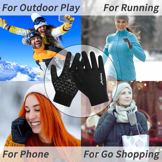 Achiou Winter Gloves, Glove for Men Women, Upgraded Touch Screen Texting Warm Running with Thermal Soft Knit Lining