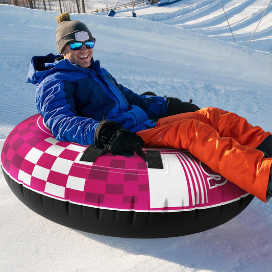 Jasonwell Inflatable Snow Tube Sled - 48" Heavy Duty Snow Tubes for Sledding with Premium Canvas Cover for Kids Adults Snow Toy Fun Winter Outdoor Toys Christmas Birthday Gift for Boys Girls Children