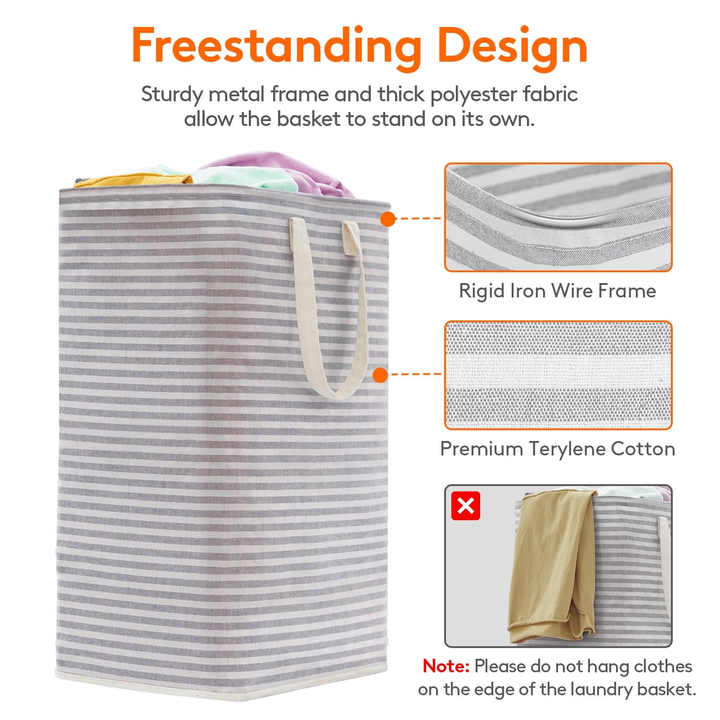 Lifewit 2 Pack Laundry Hamper Large Collapsible Laundry Baskets, Freestanding Waterproof Clothes Hamper with Easy Carry Handles in Laundry Room Bedroom Bathroom College Dorm for Adults, Grey, 2 x 80L