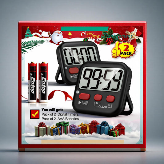 Antonki 2 Pack Digital Timer for Kids, Magnetic Countdown Kitchen Timers for Cooking, Egg, Classroom, Teacher, Exercise, Study, Oven - Battery Included