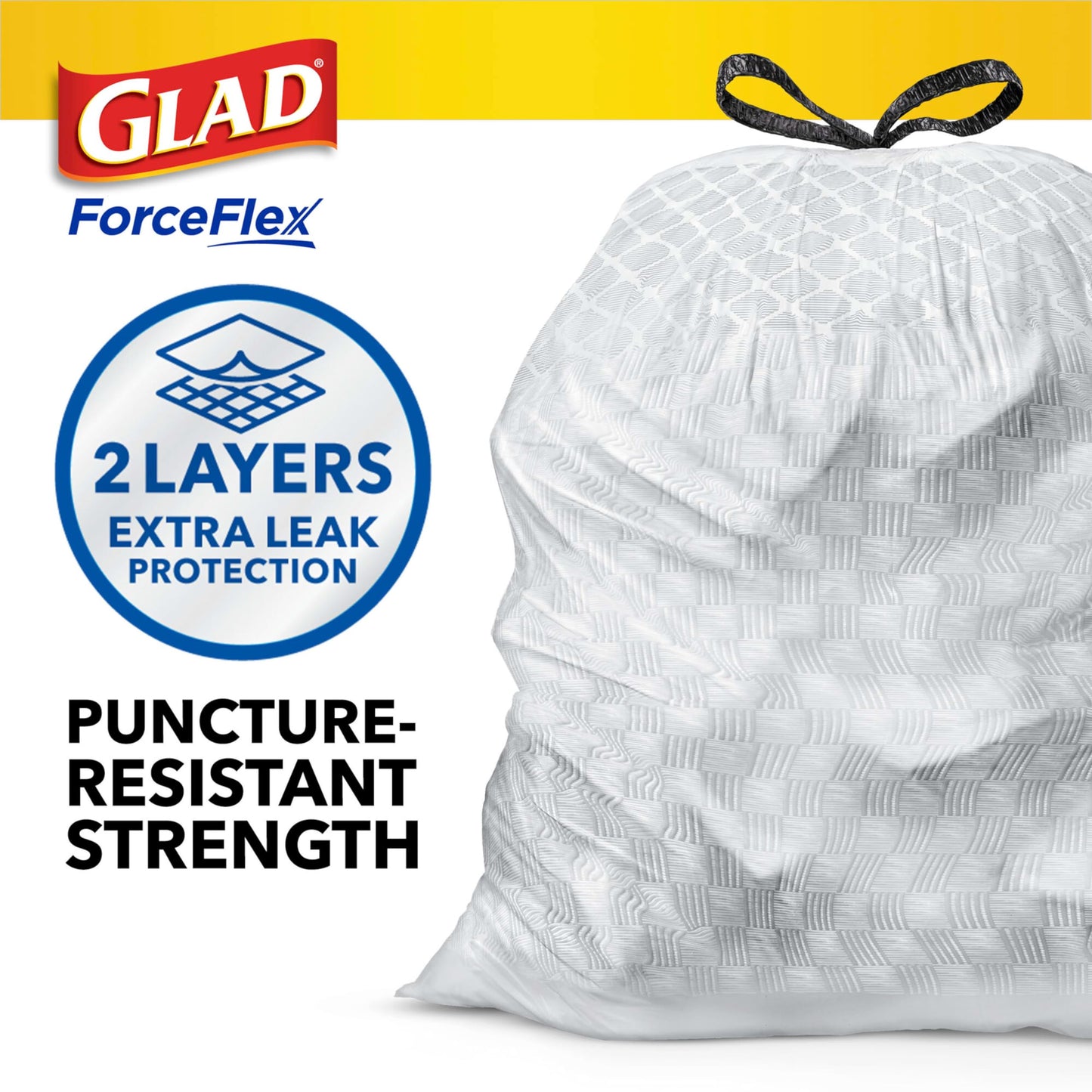 Glad ForceFlex Tall Kitchen Drawstring Trash Bags, 13 Gal, Fresh Clean, 80 Ct (Package May Vary)