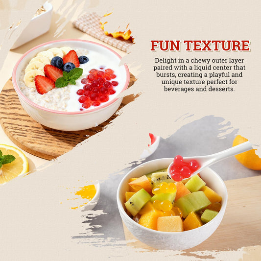 52USA Strawberry Popping Boba (500g), Popping Pearls for Bubble Tea, Beverages, Sweets, Ice Cream, Shakes, Desserts & Smoothies Topping, 1.1 Pound (Pack of 1)