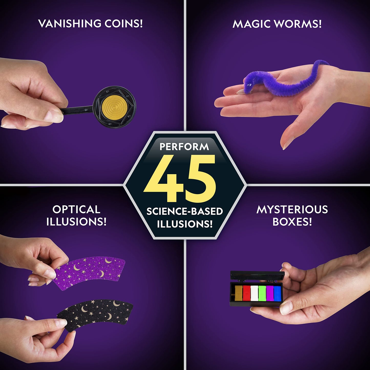 National Geographic Kids Magic Set - 45 Magic Tricks for Kids to Perform with Step-by-Step Video Instructions for Each Trick Provided by a Professional Magician, Toys for Boys and Girls