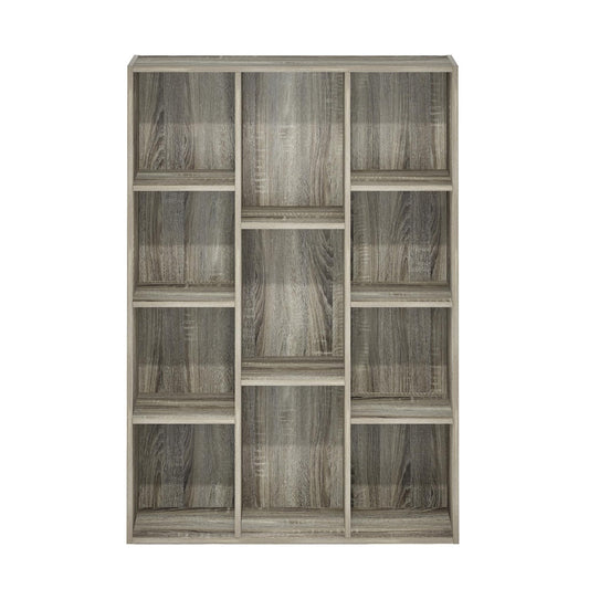 Furinno LUDER Book Shelf, 11-Cube Bookshelf, Reversible Bookcase, 9.4 x 29.1 x 41.7, for Living Room, Bedroom, Home Office, French Oak